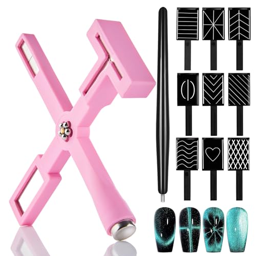 Dr.nail 11Pcs Nail Magnet Set for Cat Eye Gel Nail Polish Magnet 5 in 1 Multifunction Wand Cat Eye Magnet for Nails Cat Eye Magnets Sticks Magnetic Nail Polish Design Tools Nail Art