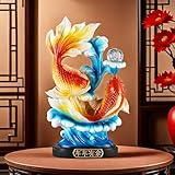 FUNSXBUG 13.3 Inch Large Chinese Feng Shui Fish Statue Sculpture Figurines Feng Shui Decor Home Office Desktop Decoration Good Lucky Gifts