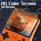 FVBADE[30000 in 1 R40S PRO Handheld Game Console 3.5 inch IPS Screen Mini Retro Console 3800mAh Portable Pocket Arcade 45+ Mainstream Emulator 256G TF Card Transparent.(Orange)