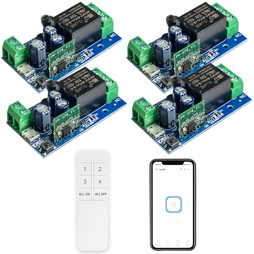 Ewelink WiFi Wireless Smart Relay Module USB 5v 1 Channel Inching Selflock 7V-48V Remote ON Off Power Switch for Access Control, Garage Door,Home Automation, Compatible with Alexa Google Home