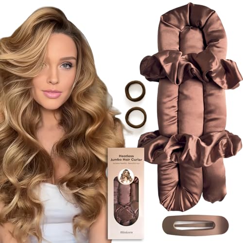 BLINKEEN Jumbo Heatless Hair Curler Set-Satin Heatless Curls Overnight, Jumbo Curling Rod Headband, No Heat Curlers To Sleep in