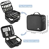 MATEIN Cable Organizer Bag, Waterproof Travel Electronic Storage with Adjustable Divider, Shockproof Portable Double Layer Tech Bag Carrying Case for Cord, Earbuds, Charger, SD Card, Tech Gifts, Black