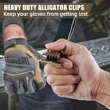 KUNN Leather Glove Clips for Work Glove Holders Heavy Duty Glove Belt Bronze Clip for Construction,Black Leather