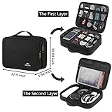 MATEIN Cable Organizer Bag, Large Travel Storage Bag Sturdy Tool Case with Handle for Phone Cord Electronics Accessories, Carrying Tech Case for Tablet (Up to 12.9inch), Powerbank, Hard Drive, Black