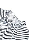 Avanova Women's Vertical Striped Ruffle Hem 3/4 Sleeve Mock Neck Elegant Work Blouses Top Blue Striped Medium