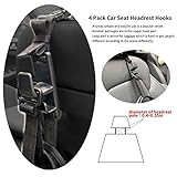 Teocenka 4-Pack Headrest Hooks for Car Universal Interior Auto Vehicle Back Front Seat Hanger Holder Organizer for Handbags Purses Coats and Grocery Bags