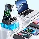 300W Charging Station for Multiple Devices Apple,10 in 1 Wireless Charger for iPhone,GaN III USB C 65W PD Fast Charging Stand Dock for MacBook,Apple Watch&Airpods (Wireless Charging Only for Apple)