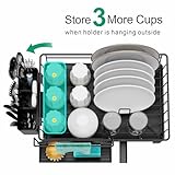 GSlife Dish Drying Rack with Sponge Holder for Kitchen Counter - Small Dish Racks for RV and Small Apartment, Compact Dish Drainer with Utensil Holder and Drain Spout, Black