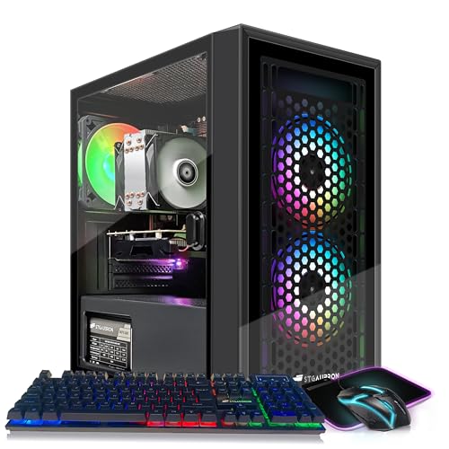 STGAubron Gaming Desktop PC, Radeon RX 550 4G GDDR5, Intel i7 Xeon E5 3.0GHz, 16G Ram, 512G SSD, 600M WiFi, BT 5.0, RGB Fan x 3, Windows 10 Home