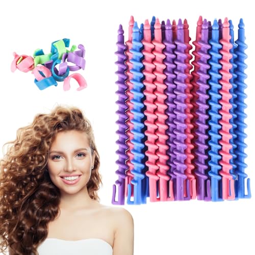 100 Pcs Spiral Perm Rods, Heatless Hair Curl Rods, Perm Wave Curlers Kit for Long Hair, Plastic Material, Styling Curling Rods for Custom Hairstyles, Random Colors