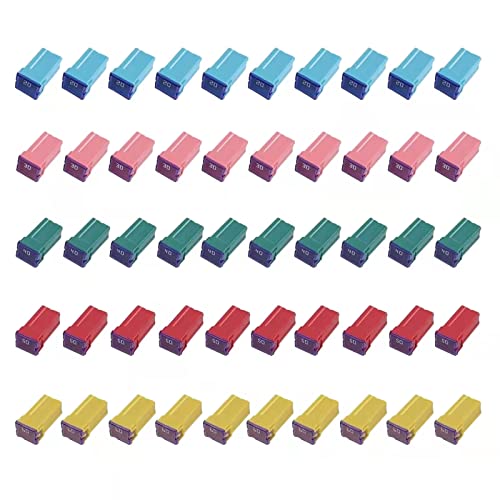 50 pc Automotive Tall/Standard Profile JCASE Box Shaped Fuse Compatible for Ford, Chevy/GM, Nissan, and Toyota Pickup Trucks, Cars and SUVs
