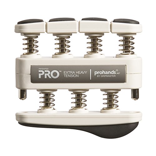 Prohands PRO Hand Exerciser, Finger Exerciser (Hand Grip Strengthener), Spring-Loaded, Finger-Piston System, Isolate and Exercise Each Finger, (11 lb Extra-Heavy Tension, Gray-Pro)