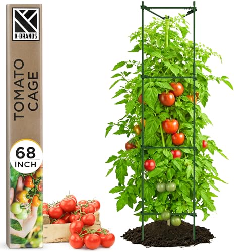 K-Brands Tomato Cage – Premium Tomato Plant Stakes Support Cages Trellis for Garden and Pots (Upto 68 Inches Tall)