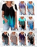 Rainoop Womens Summer Plus Size Tops Blouses Short Sleeve Shirts Lace Pleated Tunic Tops 4XL