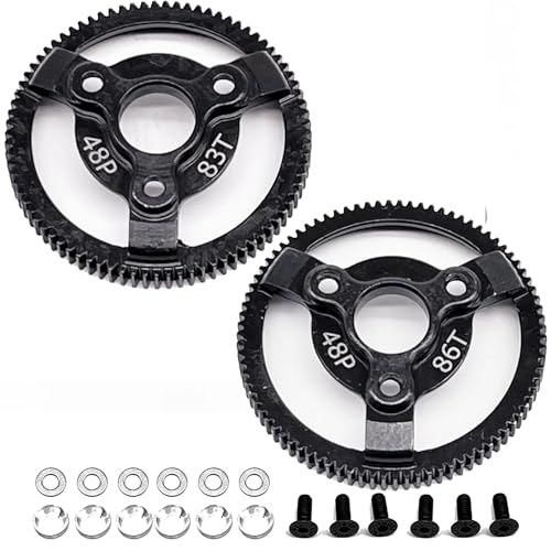 RC 48P 83T & 86T Spur Gear Hardened Steel Spur Gear Upgrades Part for Traxxas 1/10 Slash Stampede Rustler Bandit 2WD VXL XL-5 F-150 SVT, (83T & 86T)