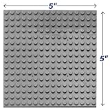 SCS Direct Brick Building Base Plates - Small 5"x5" Gray Baseplates (10pcs) - Dual Connectivity on Both Top and Bottom Sides, Tight Fit w All Brands, Perfect for Play Tables, Kids Gift