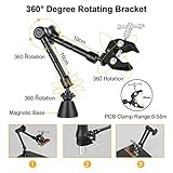 Helping Hands Soldering Circuit Board Holder Magnetic Third Hand Tools with 3X LED Magnifying Lamp, 360 Hot Air Gun Holder, Flexible Metal Arms Heavy Duty Base Electronic Repair Tool Magic Hand