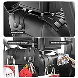 VisionSync Car Seat Headrest Hooks (2-Pack),Leather Car Purse Hook,Car Bag Hooks,Car Seat Back Storage Hook,Car Purse Holder& Car Seat Back Organizer for Bags, Handbags,Purses,Mobile Phone（Black）