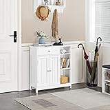 Yaheetech Bathroom Floor Cabinet, Kitchen Freestanding Storage Organizer, Large Side Cabinet with Doors, Drawer & Adjustable Shelves for Living Room, Entryway, 12" D x 29.5" W x 31.5" H, White