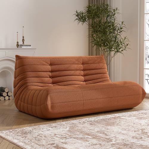 Bean Bag Chair, Loveseat Fireside Chair Bean Bag Sofa Large Bean Bag Chair for Adults, 2 Seater Bean Bag Chairs for Teens with High Density Comfortable Foam, Bean Bag for Living Room, Bedroom (Orange)