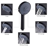 KES Matte Black Shower Head with Slide Bar Combo 5-Function Handheld Shower Kit Shower Hose Adjustable Holder Set, F204-BK+KP501B-BK