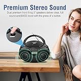 Nextron Portable Stereo CD Player Boombox with AM/FM Radio, Bluetooth, USB, AUX-in, Headphone Jack, CD-R/RW and MP3 CDs Compatible, Clear and Full Sound with Bass Boost, AC/Battery Operated – Black