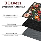 Office Chair Mat for Hardwood & Tile Floor,Boho Floral 36"x48" Office Computer Chair Mat for Rolling Chairs,Under Desk Non Slip Gaming Rug,Rubber Backing Large Low-Pile Carpet Protector Mat(Black)