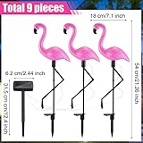 Geelin 9 Packs Pink Flamingo Solar Outdoor Light Decoration IP55 Waterproof Flamingo Solar Stake Lights LED Solar Powered Pathway Lights for Garden Yard Patio Lawn Walkway Driveway (Classic)