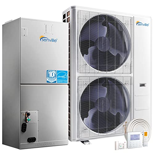 Senville 4 Ton Central Air Conditioner Heat Pump Split System, 48,000 BTU, Inverter, Variable Speed, 10KW AUX, 208/230V