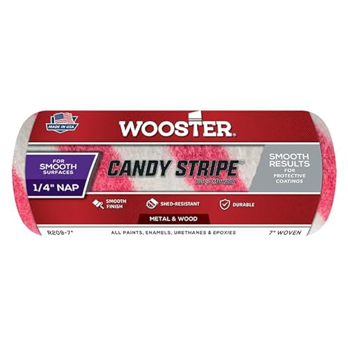 72-Pack of 7” x 1/4” Nap Wooster R763 Candy Stripe Professional Woven Mohair Roller Cover