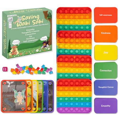 The Fidget Game Saving Wabi Sabi -130 Fun Conversation Cards & Challenges for Families, Non-Competitive Team Game, Fidgets & Questions for Family Game Night - Ideal for Kids & Adults