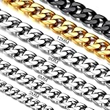 3mm 316L Stainless Steel Miami Cuban Chains Necklaces Hip Hop Punk Jewelry Waterproof Curb Cuban Link Chain Necklace for Men & Women 22 inches
