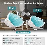 Large Turquoise-Aqua blue Sea Shells Decorative Bowl Resin Clam Shell Bowl Beach Decorations for Home Coastal Beach Decor Decoration Storage Bowls & Home Office Nautical Themed Party Decor -10.2-1PC