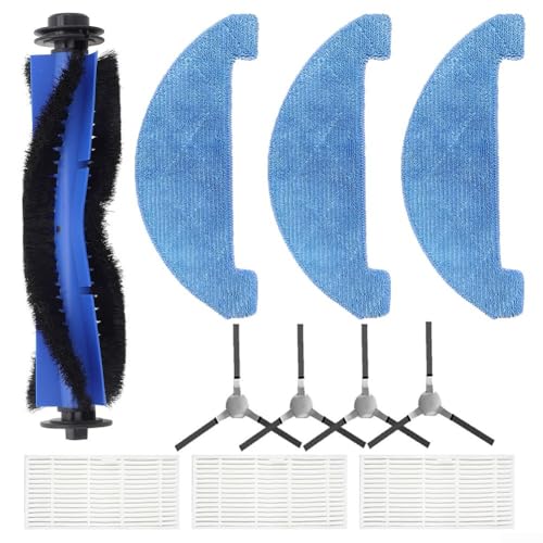 11PCS Replacement Parts Kit for Loorow AT800 Robot Vacuum Cleaner- 1 Main Brush, 4 Side Brushes, 3 Filters, 3 Mop Pads, Vacuum Cleaner Accessories for Home Cleaning