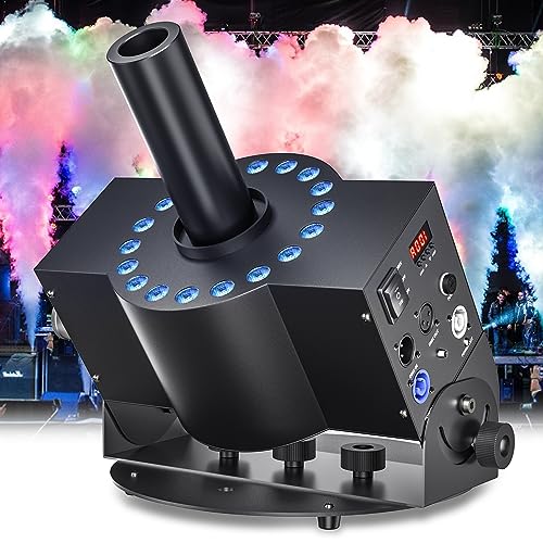 CO2 Jet Machine 300W CO2 Cannon with RGB Lights, Professional DMX CO2 Blaster Jet Air Column, LED Stage Effects Machine for DJ, Wedding, Party, Festival (1pc)