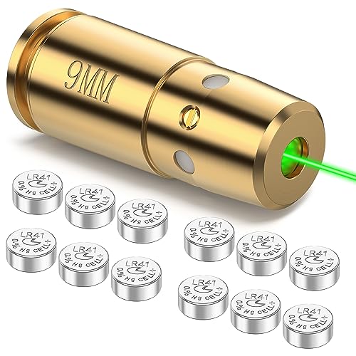 EZshoot Bore Sight 9mm Green Laser Boresighter with 12 Batteries