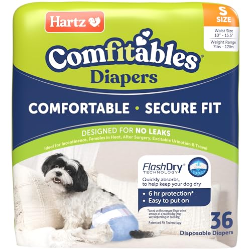 Hartz Disposable Dog Diapers, Size S 36 count, Comfortable & Secure Fit, Easy to Put On