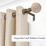 Wood Curtain Rods for Windows: 1 Inch Diameter Adjustable Drapery Rods 48" to 86",2 Pack Curtain Rods with Imitation Wood Grain Leaf Pattern Finials