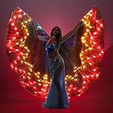 SHINYO LED Isis Wings Glow Light Up Belly Dance Wing Club Dress For Party Halloween Rave Performance Clothing Carniva (Flame)