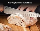 Piklohas Resharpenable Bread Knife, 10-inch Multifunction Serrated Knife, German HC Stainless Steel Bread Cutting Knife with Innovative Wavy Edge for Efficient Slicing, Razor Sharp for Homemade Bread