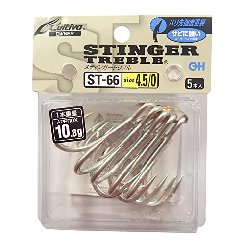 Owner ST-66 Stinger Triple Hook, 4.5/0, 6 Pieces, Saltwater Big Fish