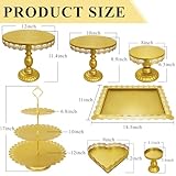 Set of 9 Cake Stands Metal Cupcake Stand Set Multiple Styles Candy Fruit Display Tower Dessert Plate Cake Serving Tray for Birthday Party Wedding Anniversary Baby Shower Engagement (Gold)