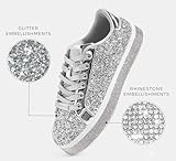 LUCKY STEP Women's Platform Glitter Sneakers | Sparkly Bling Shiny Dressy Bedazzled Wedding Bridal Fashion Walking Shoes (Silver,9 B(M) US)