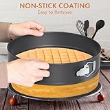 ENLOY Springform Cake Pan Set of 3 Non-stick Cheese Cake Pan, Removable Bottom Leakproof Cake Pan for Baker & Baking Enthusiast, Includes Heart Round Square Shape Cake Pan