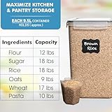 Shazo 2 PC (9.5L | 321 Oz) Extra Large Bulk Food Storage Containers with Airtight Lids for Flour, Sugar, Rice, Cereal & Pasta - Leakproof, BPA-Free Plastic Canisters for Kitchen & Pantry Organization