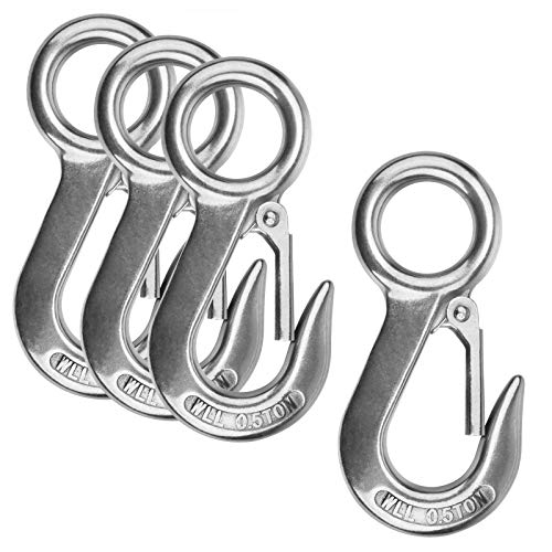 MOUNTAIN_ARK 4 Pack Fast Eye Safety Snap Hook for Boat, Heavy Duty Stainless Steel Carabiner, 4-5/8"