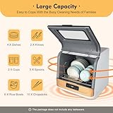 110V Countertop Dishwasher, 3 Wash Programs Portable Dishwasher w/Strong Air-Dry System, Automatic Installation-Free Dishwasher for Kitchen, Office, RV, 12-20 Tablewares