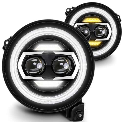 TRUE MODS 9 Inch Round LED Headlights Replacement for 2018-2025 Jeep Wrangler JL JLU Unlimited Gladiator JT Accessories [DOT Approved] [DUAL HALO DRL] Sealed Beam Front Head Light Lamp Bulb