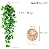 ANZOME Artificial Hanging Plants, 3.5ft Ivy Vine Fake Leaves Green Chain for Indoor Outdoor Wall Home Room Garden Wedding Garland Decoration(Basket Included)