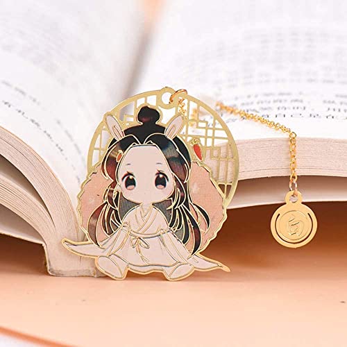 Mo Dao Zu Shi Anime Bookmark, Classical Vintage Chinese Style Bookmark Tassel Pendant Tian Guan Ci Fu Metal Hollowing Book Markers Anime Bookmark…
